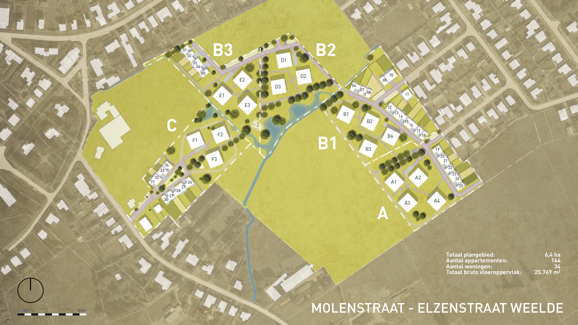 Inplantingsplan nieuwbouwproject te Weelde